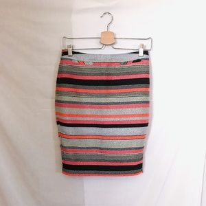 halogen // neon striped tweed pencil skirt